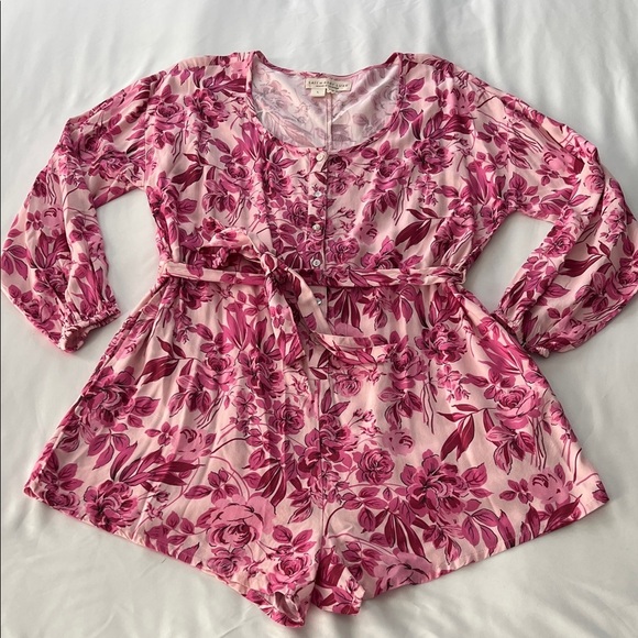 saltwater LUXE Pants - Saltwater Luxe Pink Floral Rio Romper w/ Pockets